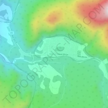 Neltume topographic map, elevation, terrain