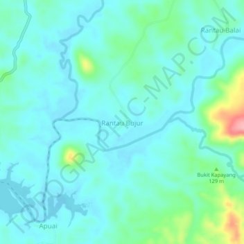 Rantau Bujur topographic map, elevation, terrain