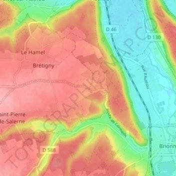 La Harengère topographic map, elevation, terrain