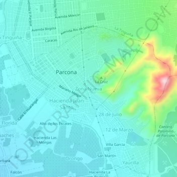 Zona Nueva topographic map, elevation, terrain
