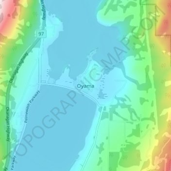 Oyama topographic map, elevation, terrain