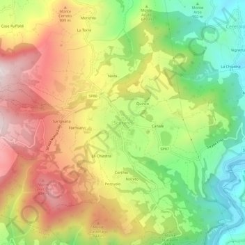 Scurano topographic map, elevation, terrain