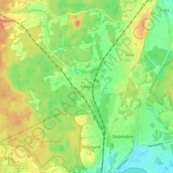 Forsby topographic map, elevation, terrain