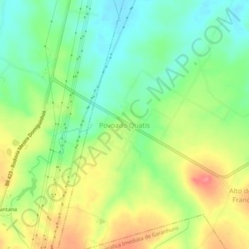 Povoado Quatis topographic map, elevation, terrain