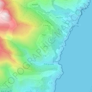 Poretto topographic map, elevation, terrain