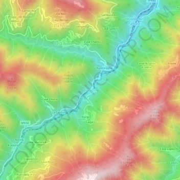 Biagioni topographic map, elevation, terrain