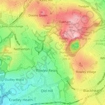The Knowle topographic map, elevation, terrain