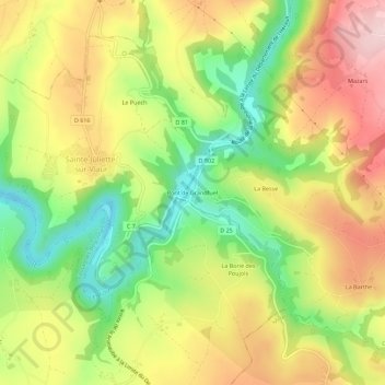 Pont de Grandfuel topographic map, elevation, terrain