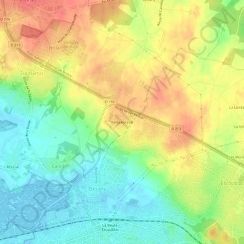 Kerquessaud topographic map, elevation, terrain