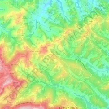Valle Stella topographic map, elevation, terrain