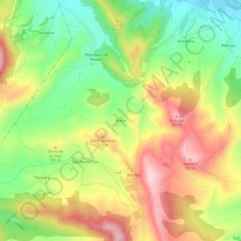 Arana topographic map, elevation, terrain