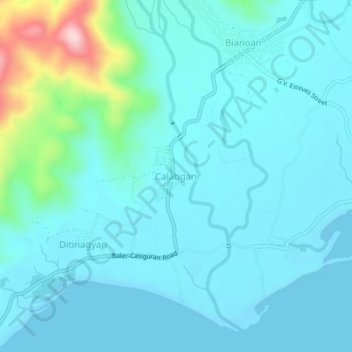 Calabgan topographic map, elevation, terrain