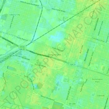 Staley Heights topographic map, elevation, terrain