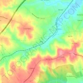 Seiça topographic map, elevation, terrain