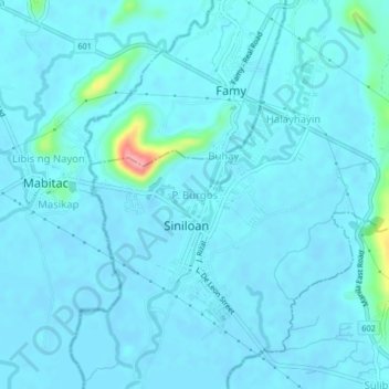 P. Burgos topographic map, elevation, terrain