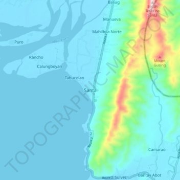 Santa topographic map, elevation, terrain