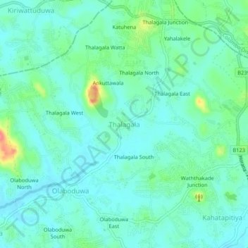 Thalagala topographic map, elevation, terrain