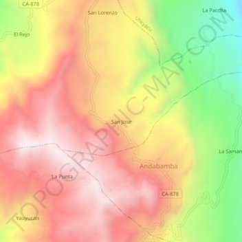 San Jose topographic map, elevation, terrain