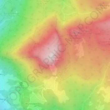 Predigstuhl topographic map, elevation, terrain