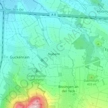 Nabern topographic map, elevation, terrain
