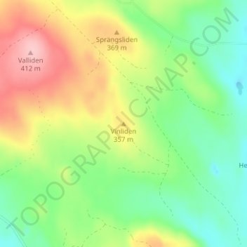 Vinliden topographic map, elevation, terrain