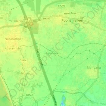 Agraharam topographic map, elevation, terrain