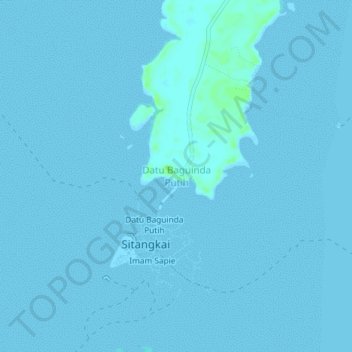 Datu Baguinda Putih topographic map, elevation, terrain