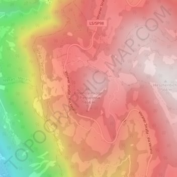 Pietrarossa topographic map, elevation, terrain
