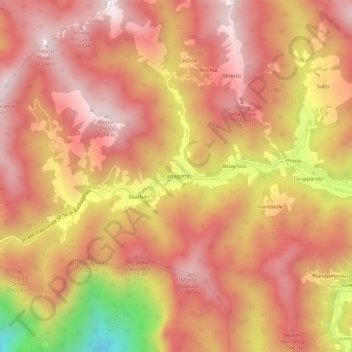 Calzagatta topographic map, elevation, terrain