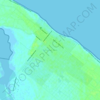 Bahía San Blas topographic map, elevation, terrain