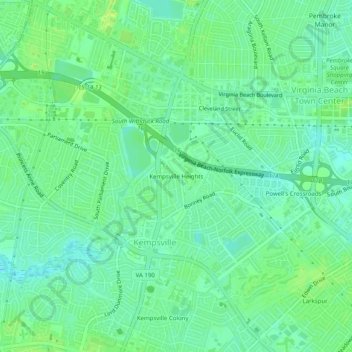 Kempsville Heights topographic map, elevation, terrain