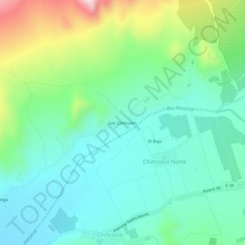 Los Comunes topographic map, elevation, terrain