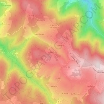 Le Sapillon topographic map, elevation, terrain