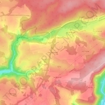 Chez Bonnard topographic map, elevation, terrain