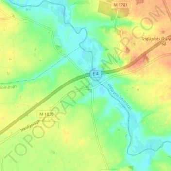 Tranarp topographic map, elevation, terrain