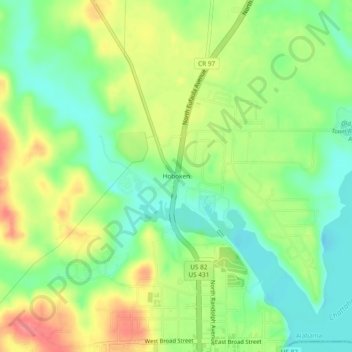 Hoboken topographic map, elevation, terrain