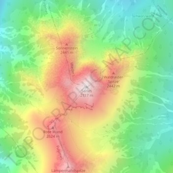 Serles topographic map, elevation, terrain