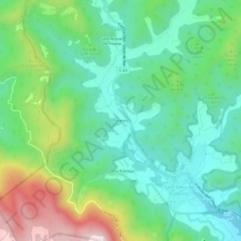 Pallerols topographic map, elevation, terrain