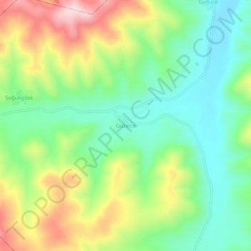 Güzelce topographic map, elevation, terrain