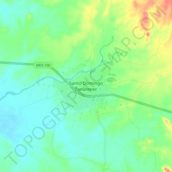 Santo Domingo Zanatepec topographic map, elevation, terrain