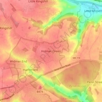 Holmer Green topographic map, elevation, terrain