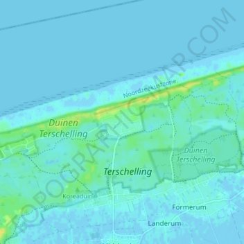 Midsland aan Zee topographic map, elevation, terrain