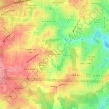 Stewart Woods topographic map, elevation, terrain