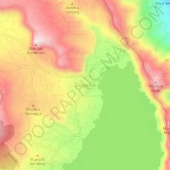 Songan A topographic map, elevation, terrain