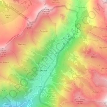 Les Cluots topographic map, elevation, terrain