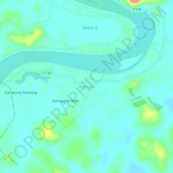 Kertau topographic map, elevation, terrain
