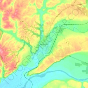 La Unión topographic map, elevation, terrain