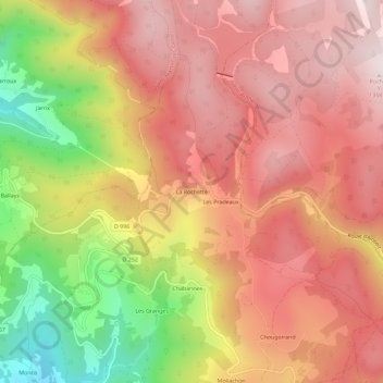 La Rochette topographic map, elevation, terrain
