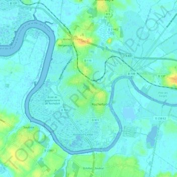 Rochefort topographic map, elevation, terrain