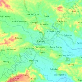 Calinog topographic map, elevation, terrain